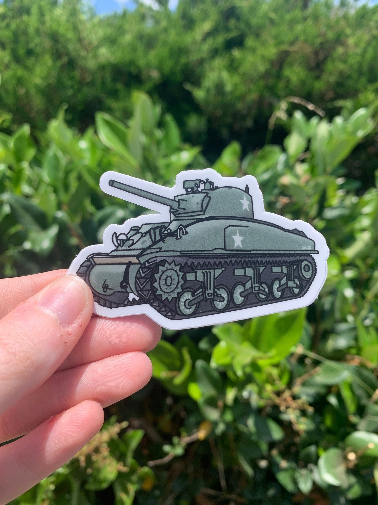 WWII M4A1 Sherman Tank Sticker / Magnet