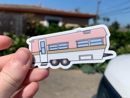 1972 Baby Pink Prowler Vintage Travel Trailer Sticker