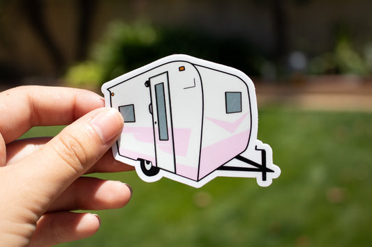 1960's Cardinal Travel Trailer Sticker - Bubble Gum Pink