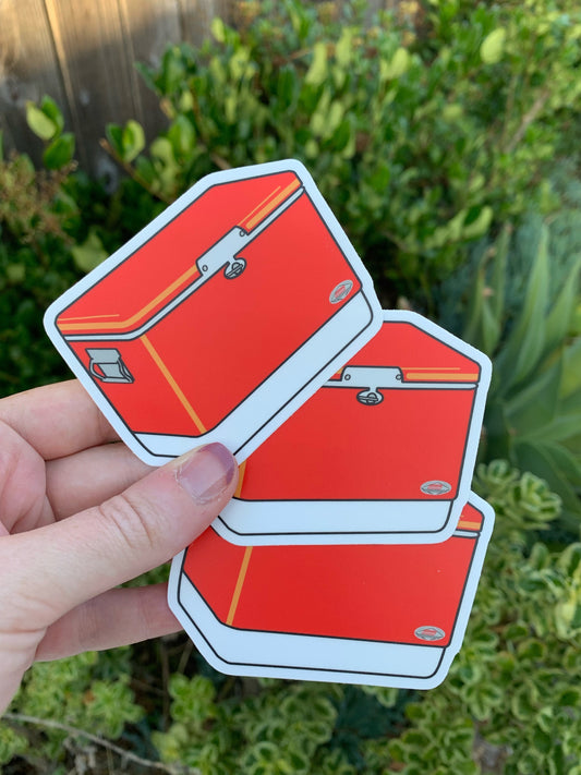 Vintage Hard Side Ice Chest Sticker - Cherry Red