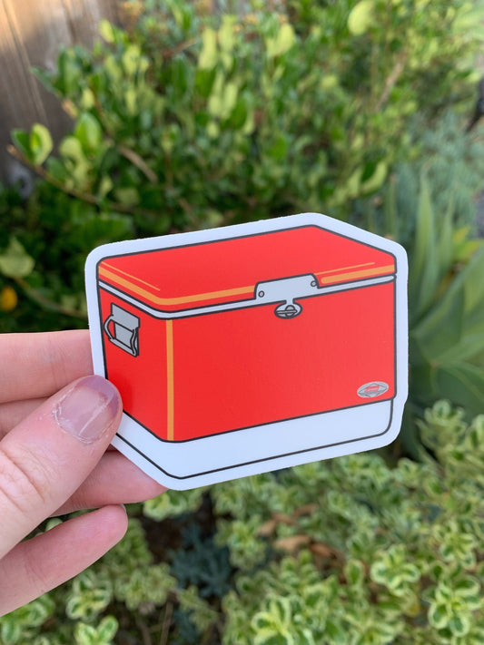 Vintage Hard Side Ice Chest Sticker - Cherry Red