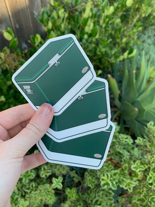 Vintage Hard Side Ice Chest Sticker - Forest Green