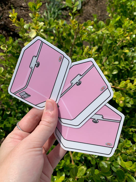 Vintage Hard Side Ice Chest Sticker - Bubble Gum Pink