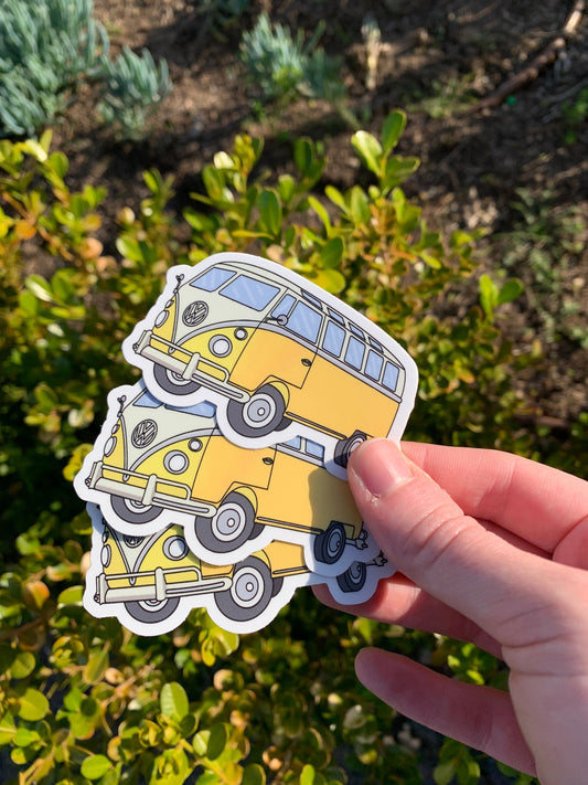 Vintage VW Bus Sticker/Magnet - Yellow