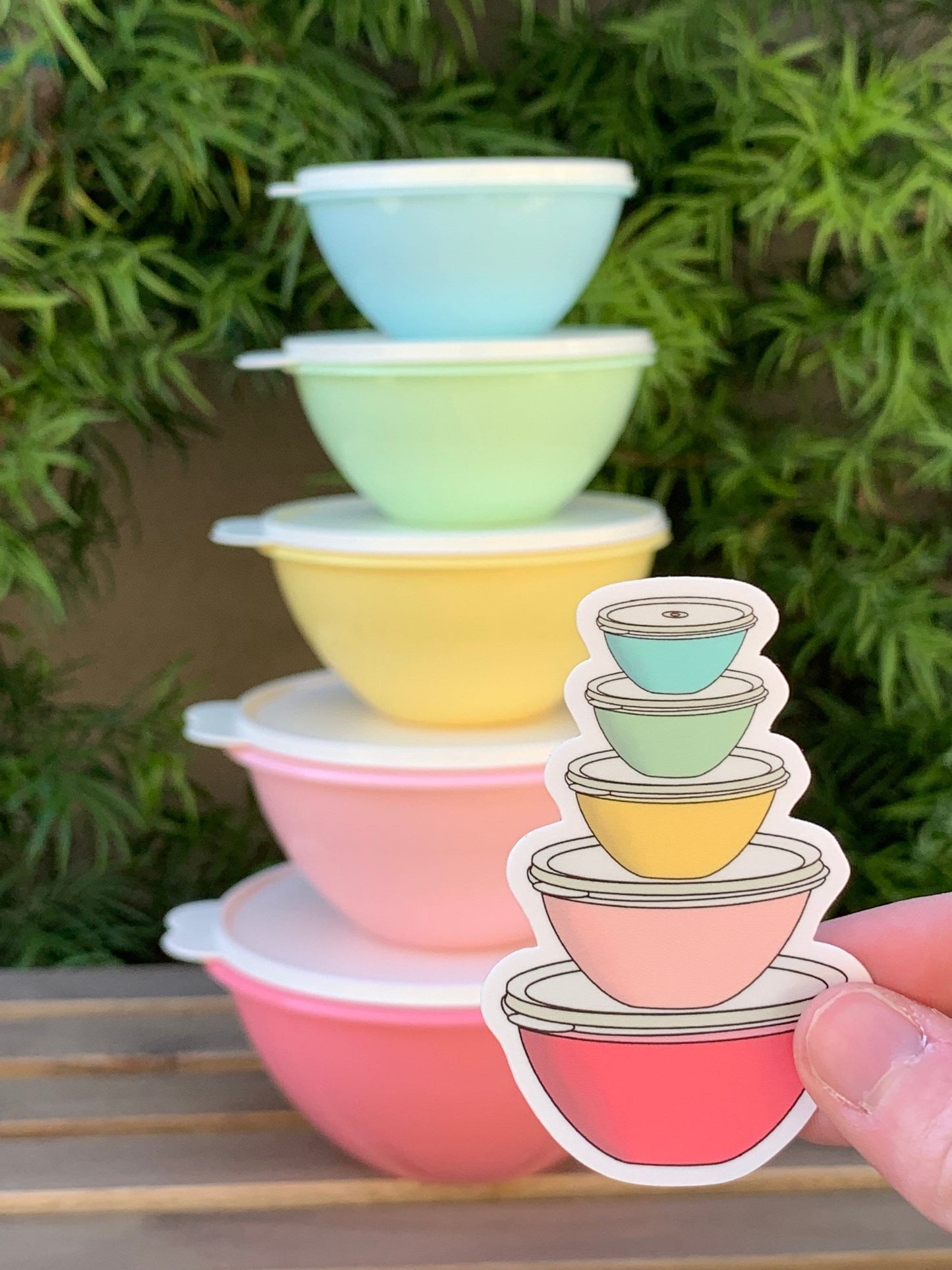 Vintage Pastel Tupperware Wonderlier Bowls Sticker/Magnet