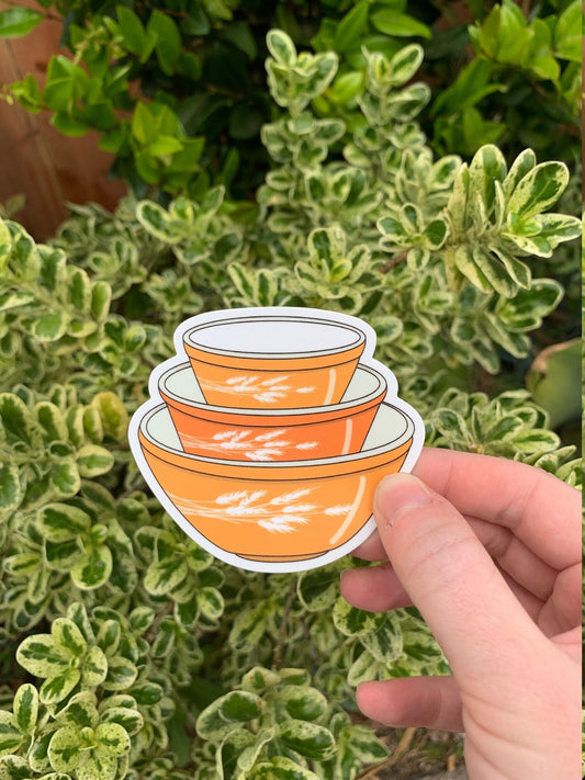 Vintage Pyrex Mixing Bowls Sticker - Autumn Wheat