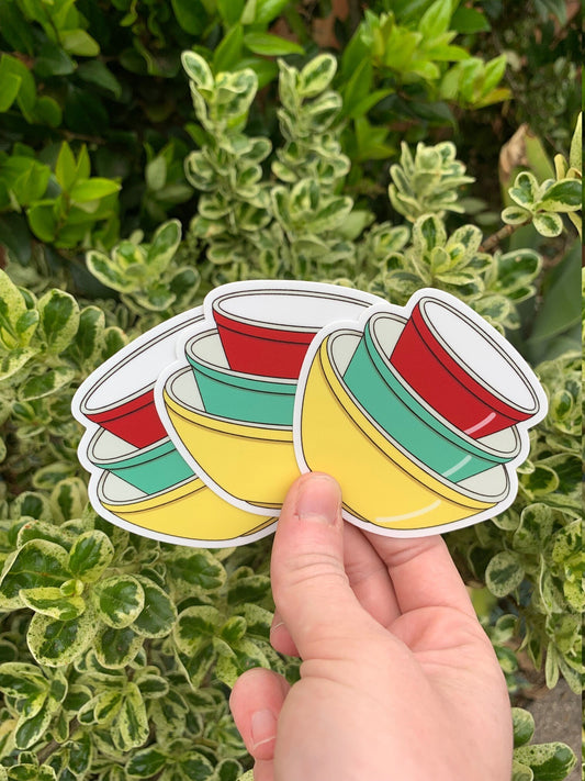 Vintage Pyrex Mixing Bowl Sticker - Primary Colors
