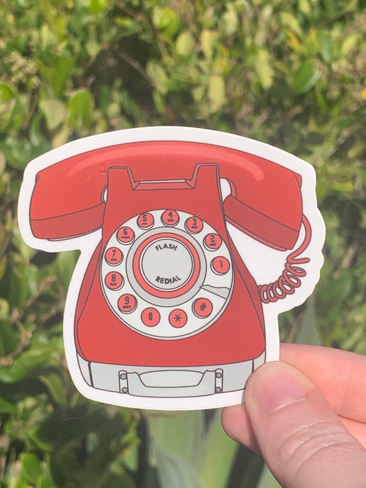 Vintage Red Telephone Sticker