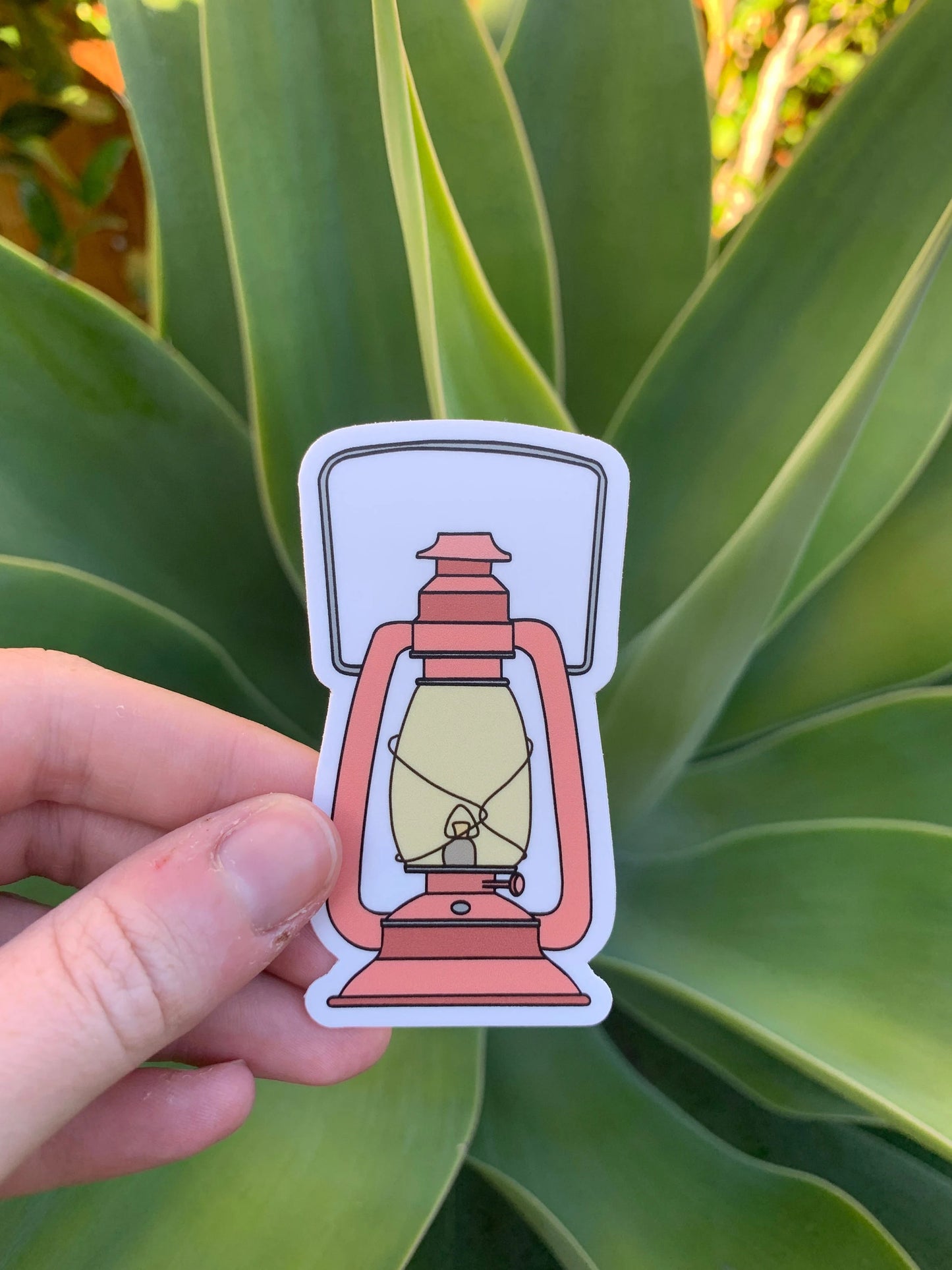 Vintage Camping Lantern Sticker/Magnet- Light Pink