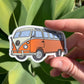 Vintage VW Bus Sticker/Magnet -Orange