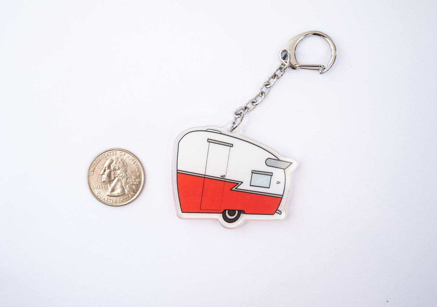 Vintage Trailer Keychain - 1960's Red Shasta Acrylic Charm