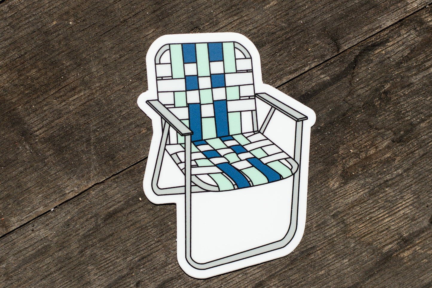 Vintage Aluminum Lawn Chair Sticker / Magnet - Light/Dark Blue