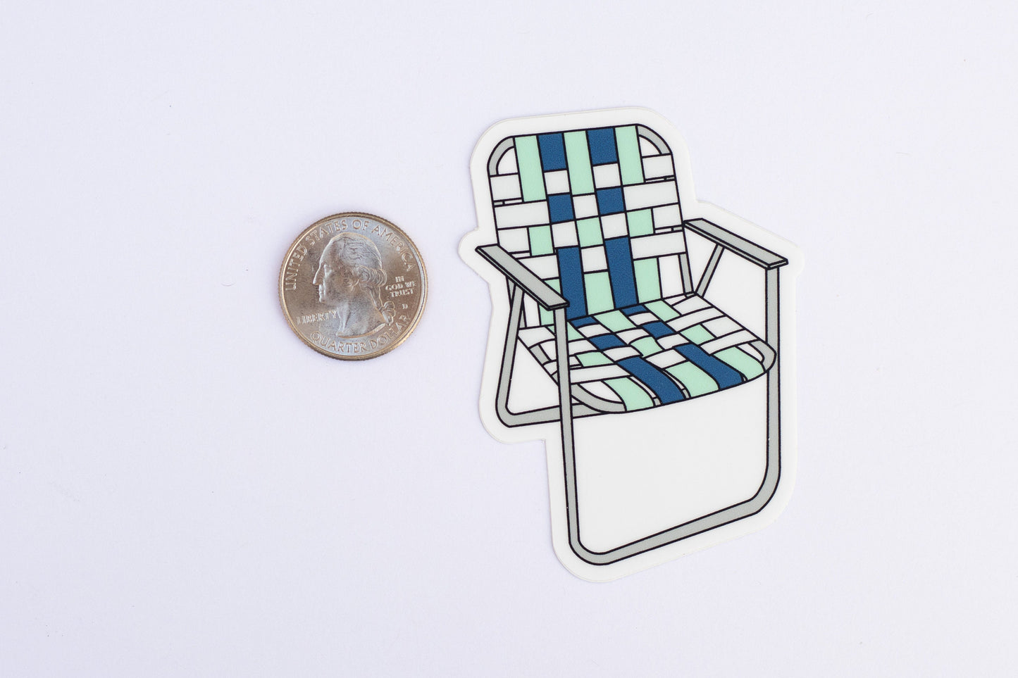 Vintage Aluminum Lawn Chair Sticker / Magnet - Light/Dark Blue