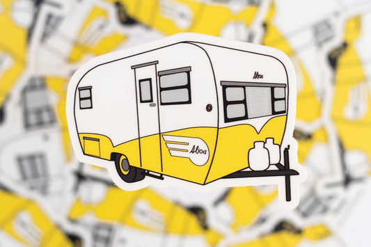 1960's Aljoa Travel Trailer Sticker - Sunshine Yellow