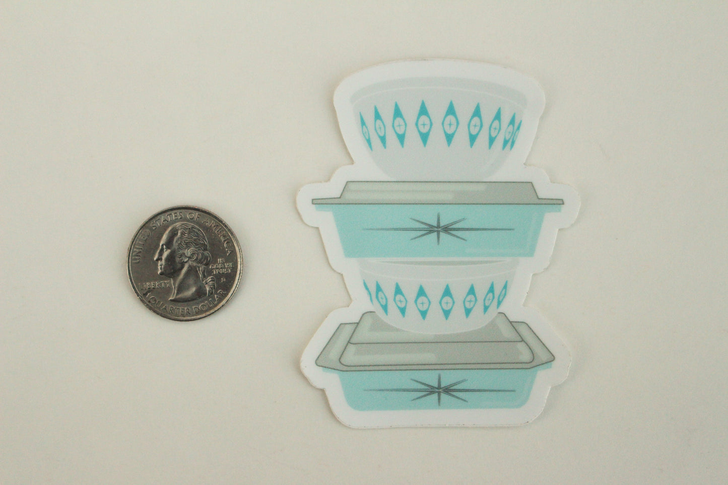 Vintage Pyrex Dishes Sticker / Magnet - Light Blue Atomic Pattern