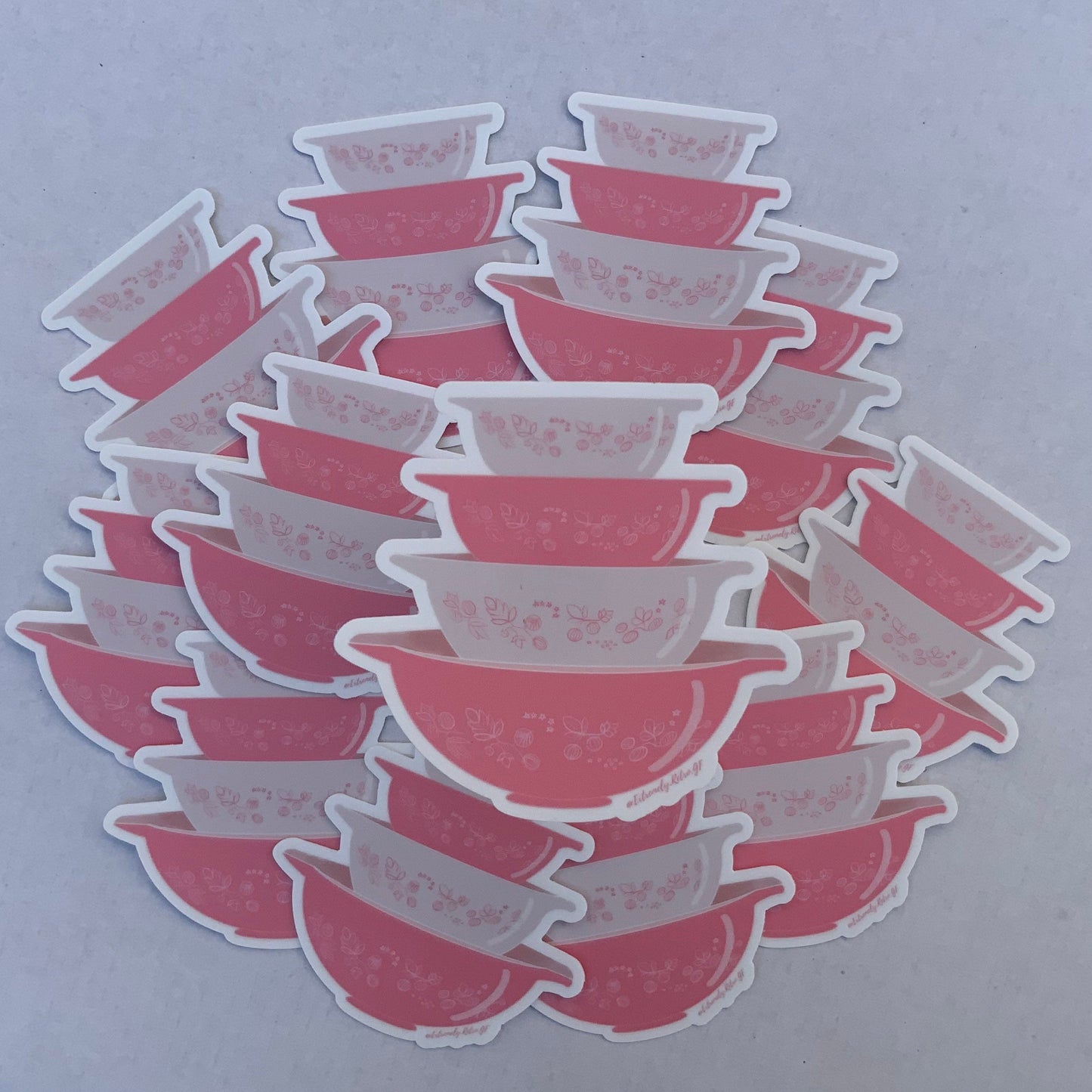 Vintage Pyrex Cinderella Bowls Sticker / Magnet - Pink Gooseberry Pattern