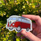 Vintage VW Bus Sticker/Magnet - Red