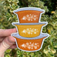 Vintage Gold Butterfly Pyrex Casserole Dish Sticker/Magnet